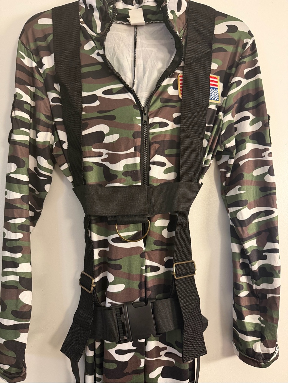 Women's Green Camo Utility Jacket with Harness Detail
